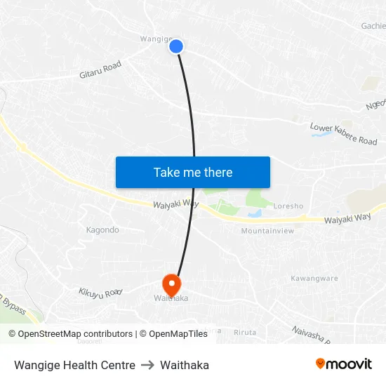 Wangige Health Centre to Waithaka map