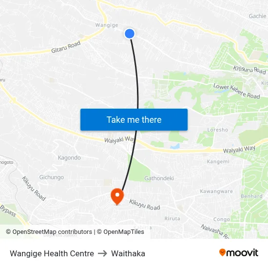 Wangige Health Centre to Waithaka map