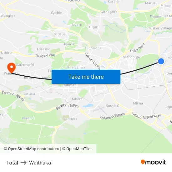 Total to Waithaka map