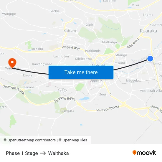 Phase 1 Stage to Waithaka map