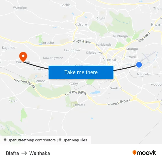 Biafra to Waithaka map