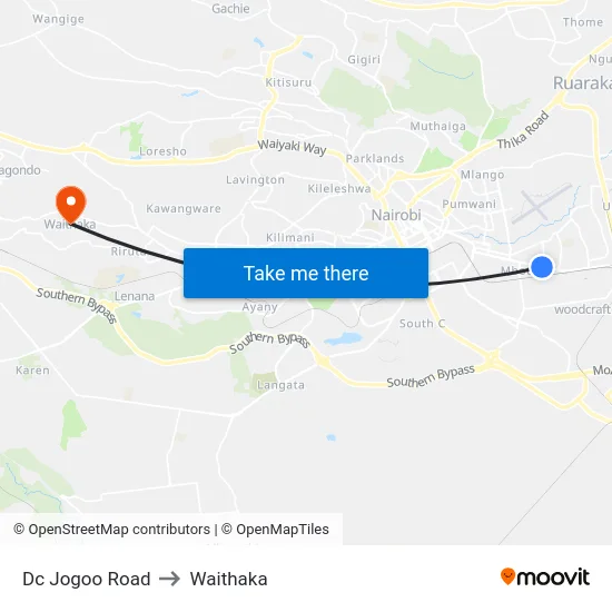 Dc Jogoo Road to Waithaka map