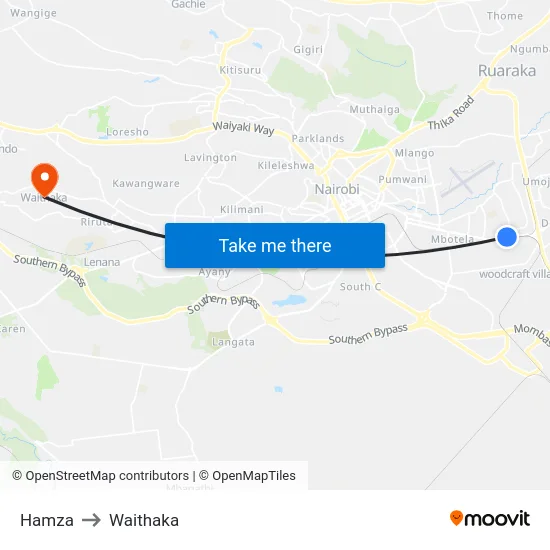 Hamza to Waithaka map