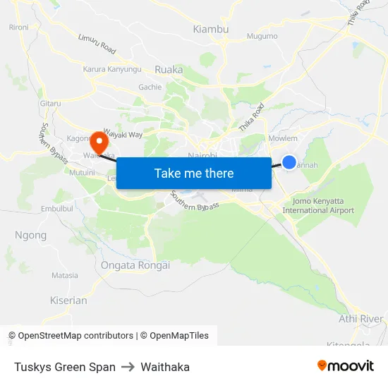 Tuskys Green Span to Waithaka map