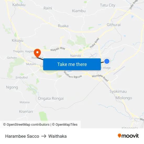 Harambee Sacco to Waithaka map