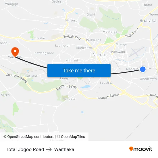 Total Jogoo Road to Waithaka map