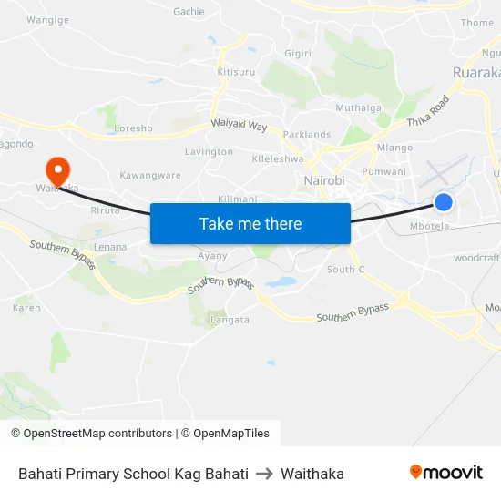 Bahati Primary School Kag Bahati to Waithaka map