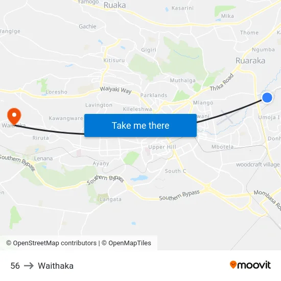 56 to Waithaka map