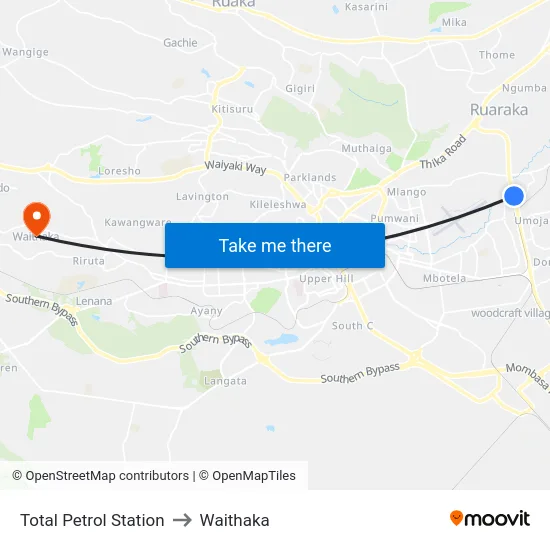 Total Petrol Station to Waithaka map