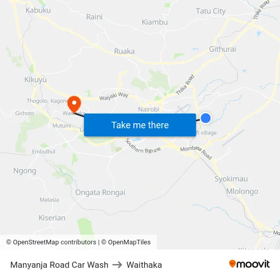 Manyanja Road Car Wash to Waithaka map