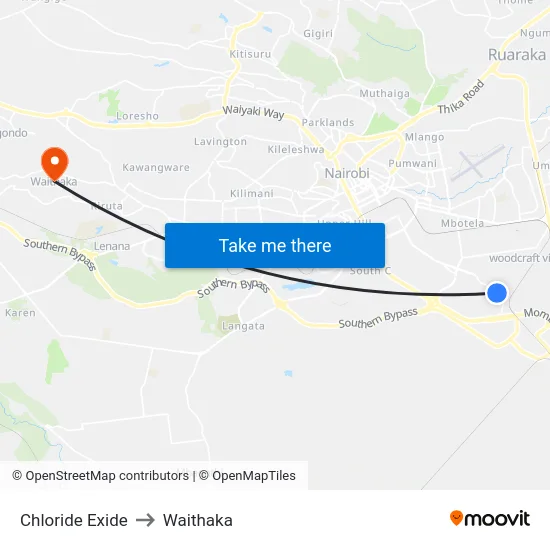 Chloride Exide to Waithaka map