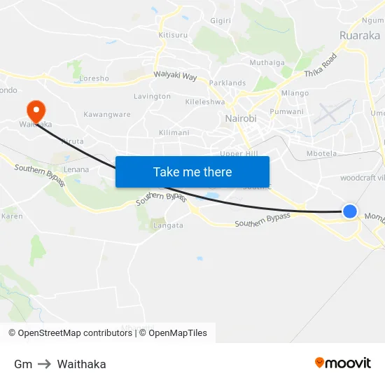 Gm to Waithaka map