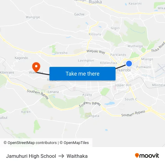 Jamuhuri High School to Waithaka map
