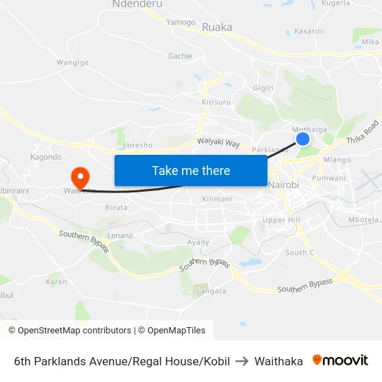6th Parklands Avenue/Regal House/Kobil to Waithaka map