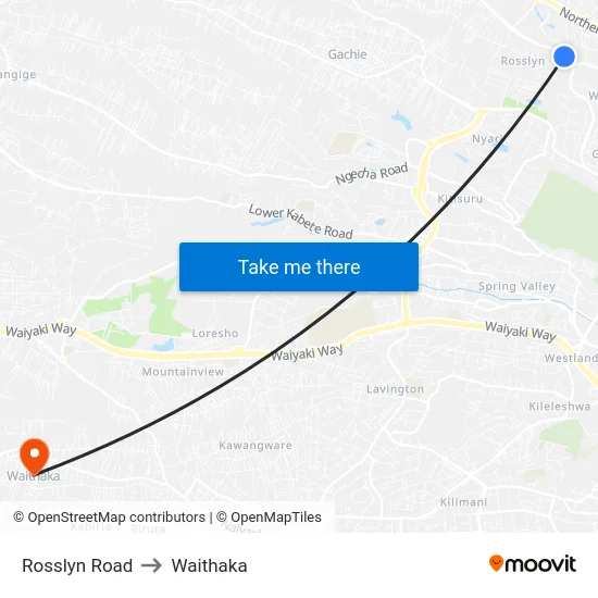 Rosslyn Road to Waithaka map