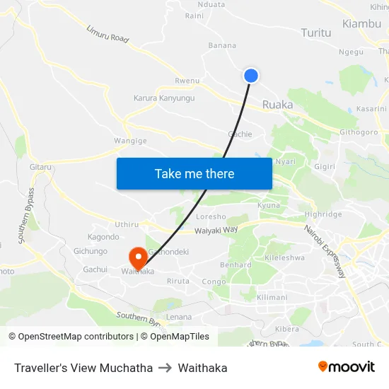 Traveller's View Muchatha to Waithaka map