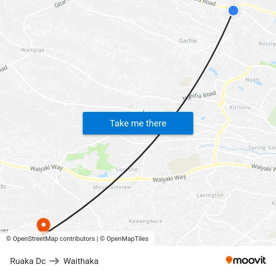 Ruaka Dc to Waithaka map