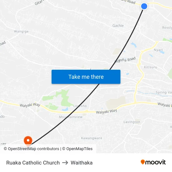 Ruaka Catholic Church to Waithaka map