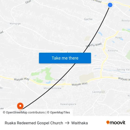 Ruaka Redeemed Gospel Church to Waithaka map