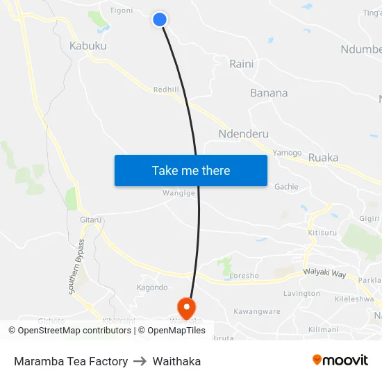 Maramba Tea Factory to Waithaka map