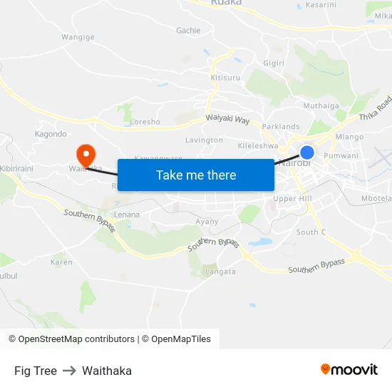 Fig Tree to Waithaka map
