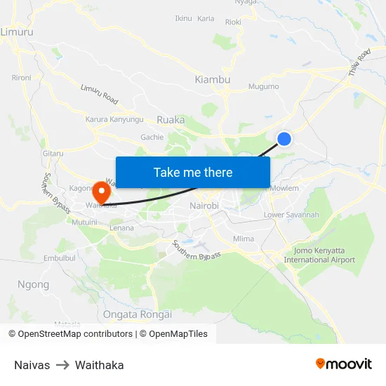 Naivas to Waithaka map