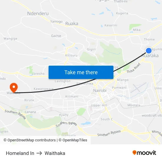 Homeland In to Waithaka map