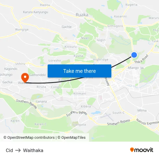 Cid to Waithaka map