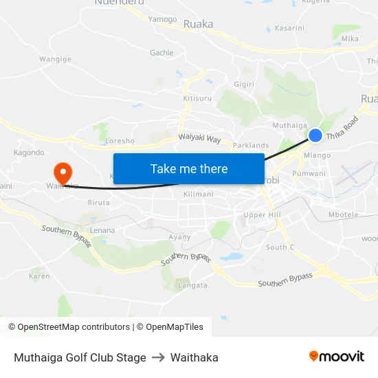 Muthaiga Golf Club Stage to Waithaka map