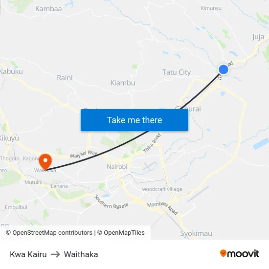 Kwa Kairu to Waithaka map