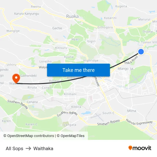 All Sops to Waithaka map