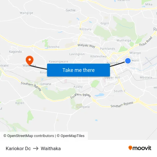 Kariokor Dc to Waithaka map
