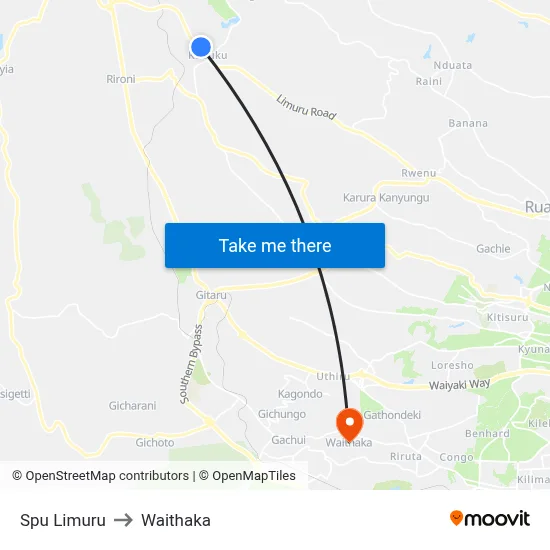 Spu Limuru to Waithaka map