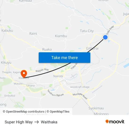Super High Way to Waithaka map