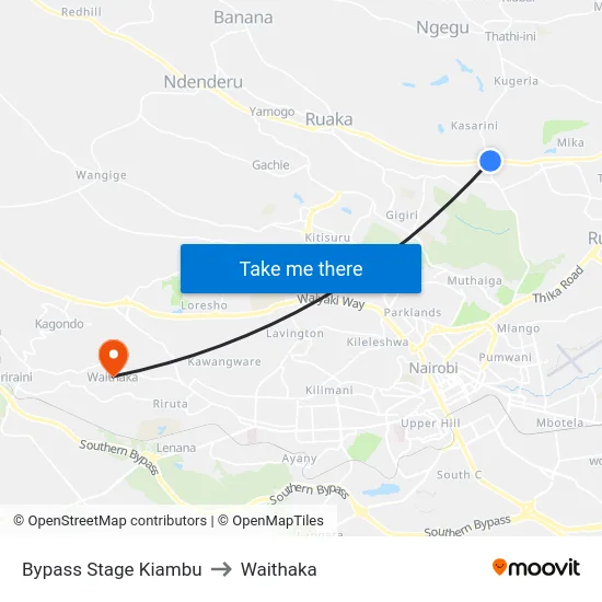 Bypass Stage Kiambu to Waithaka map