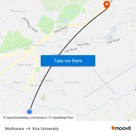Muthurwa to Kca University map