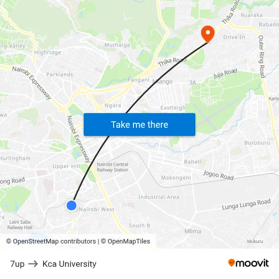 7up to Kca University map