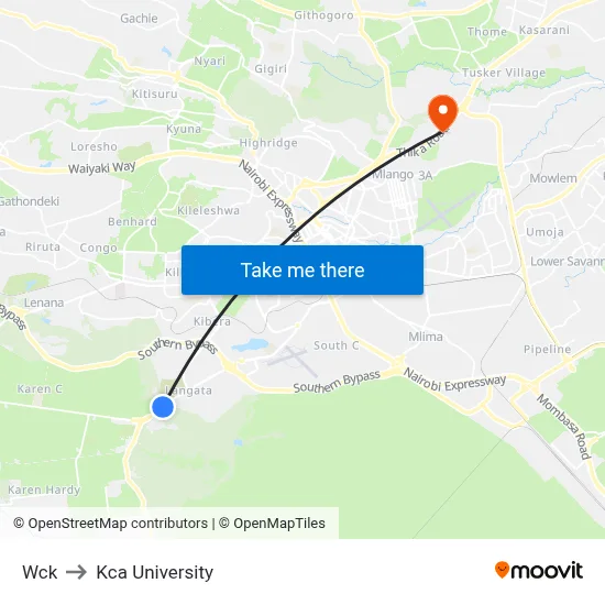 Wck to Kca University map
