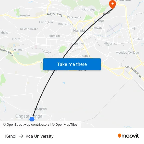 Kenol to Kca University map