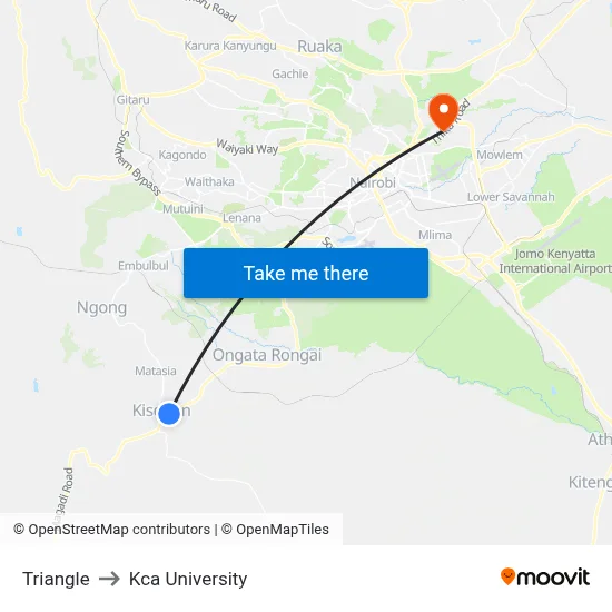 Triangle to Kca University map