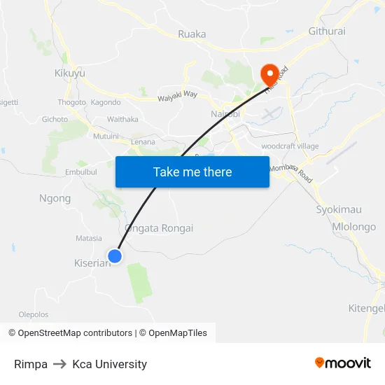 Rimpa to Kca University map