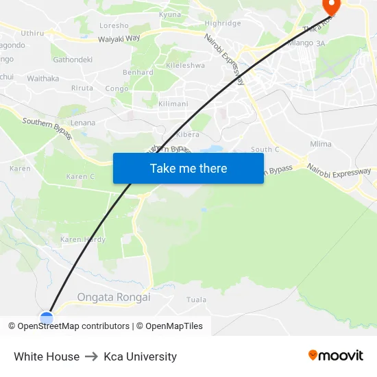 White House to Kca University map