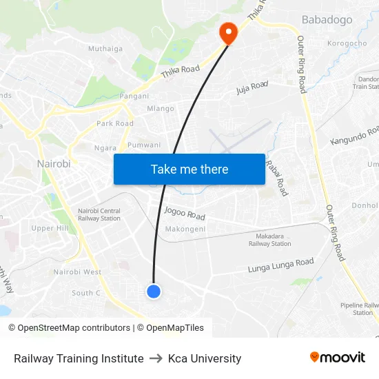 Railway Training Institute to Kca University map