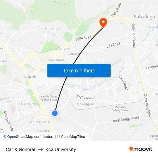 Car & General to Kca University map