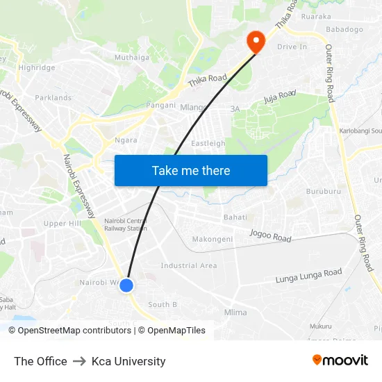 The Office to Kca University map