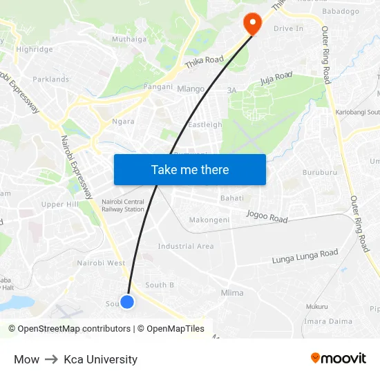 Mow to Kca University map