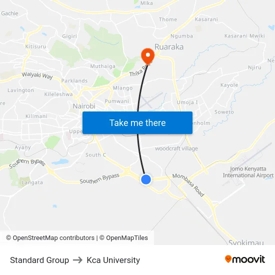 Standard Group to Kca University map