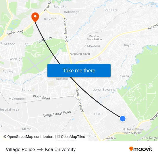 Village Police to Kca University map