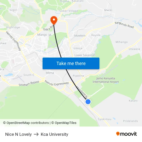 Nice N Lovely to Kca University map