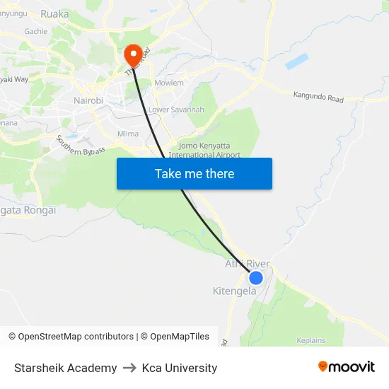 Starsheik Academy to Kca University map